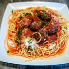 Mì Ý với chả viên chay tại Saigon Vegan, Garden Grove, CA