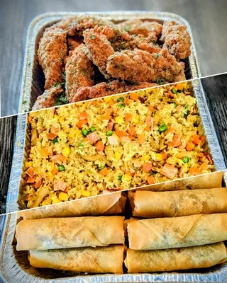 Bộ ba khay tiệc món chay từ Saigon Vegan, Garden Grove, CA